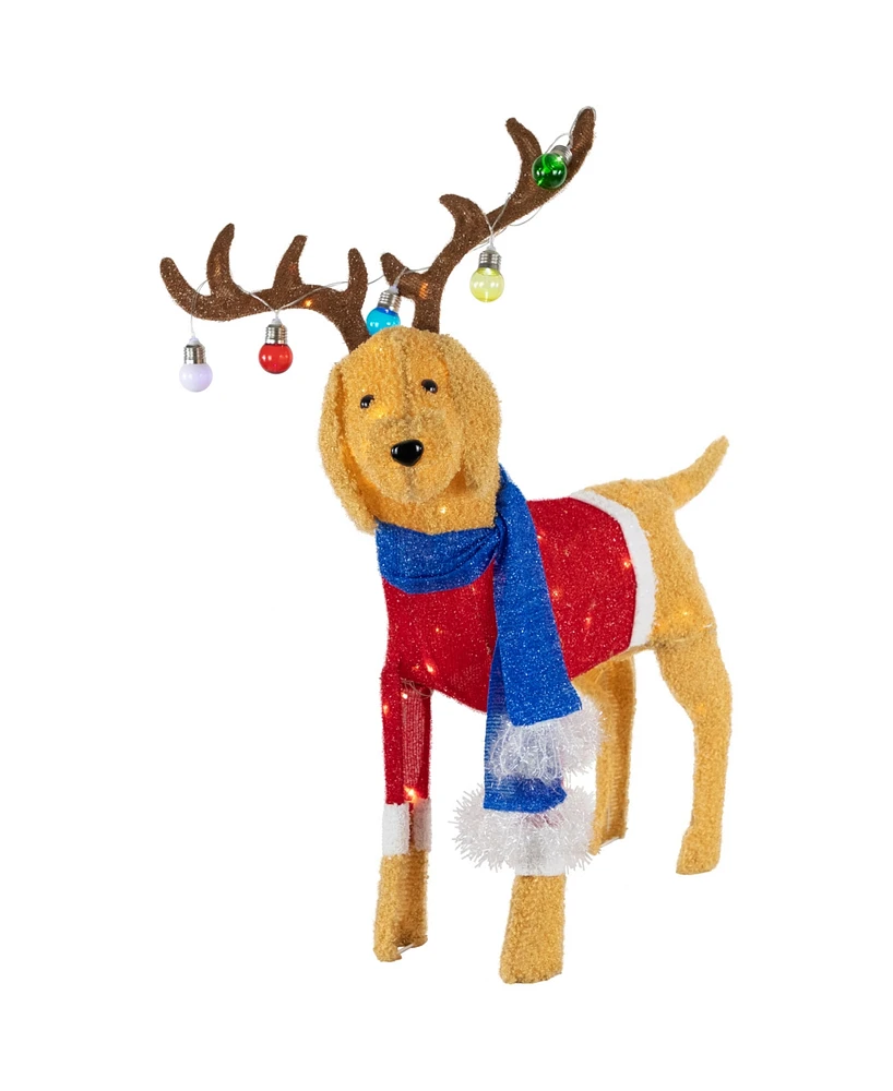 Northlight 36.5" Led Lighted Dog Wearing Antlers Christmas Outdoor Yard Decoration