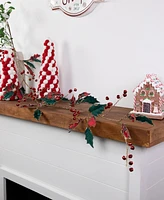 Northlight 5' Plaid Holly with Jingle Bells Christmas Garland - Unlit