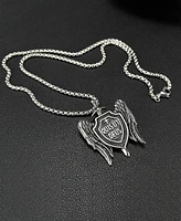 Rhona Sutton Silver Quis Ut Deus Stainless Steel Pendant Necklace
