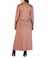 24seven Comfort Apparel Plus Size Collared Wrap Maxi Dress