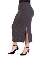 24seven Comfort Apparel Plus Ribbed Knit Maxi Skirt