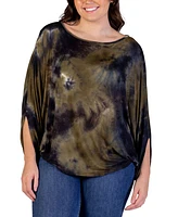 24seven Comfort Apparel Plus Tie Dye Relaxed Fit Top