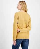 Style & Co Women's Lurex Shine Mixed-Stitch V-Neck Sweater, Created for Macy's