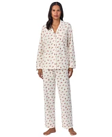 Lauren Ralph Lauren Women's Printed Notched-Collar Pajama Set