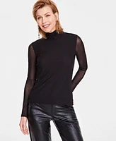 I.n.c. International Concepts Women's Mesh Turtleneck, Created for Macy's