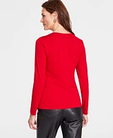 I.n.c. International Concepts Women's Raining Crystals Long-Sleeve Top, Created for Macy's