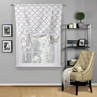 Kate Aurora Living Shabby Chic Trellis Quatrefoil Single Tie Up Window Curtain Shade - 42 in. W x 63 L, Navy