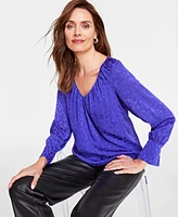 I.n.c. International Concepts Women's Pleated V-Neck Blouse, Created for Macy's