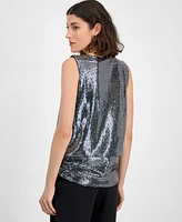 I.n.c. International Concepts Women's Sequined Keyhole Top, Exclusively at Macy's