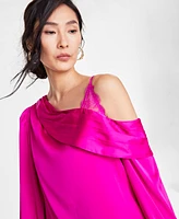 I.n.c. International Concepts Women's Lace-Shoulder Long-Sleeve Blouse, Created for Macy's
