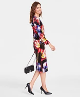 I.n.c. International Concepts Women's Floral-Print Velvet Midi Dress, Created for Macy's