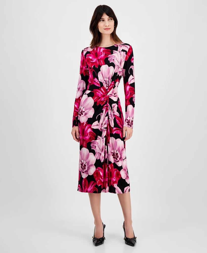 I.n.c. International Concepts Women's Printed Long-Sleeve Midi Dress, Exclusively at Macy's