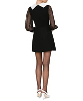 Avec Les Filles Women's Collared Contrast-Sleeve Dress