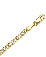 30" Two-Tone Open Curb Link Chain Necklace (3-1/6mm) in Solid 14k Gold & White Gold - Two