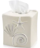 Avanti Sequin Shells Beachy Resin Tissue Box Cover