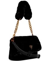 Guess Samia Flap Small Faux-Fur Shoulder Bag