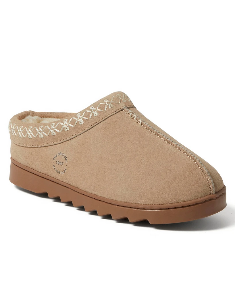 Dearfoams Doreen Genuine Suede Clog with Prayer Seam Slipper