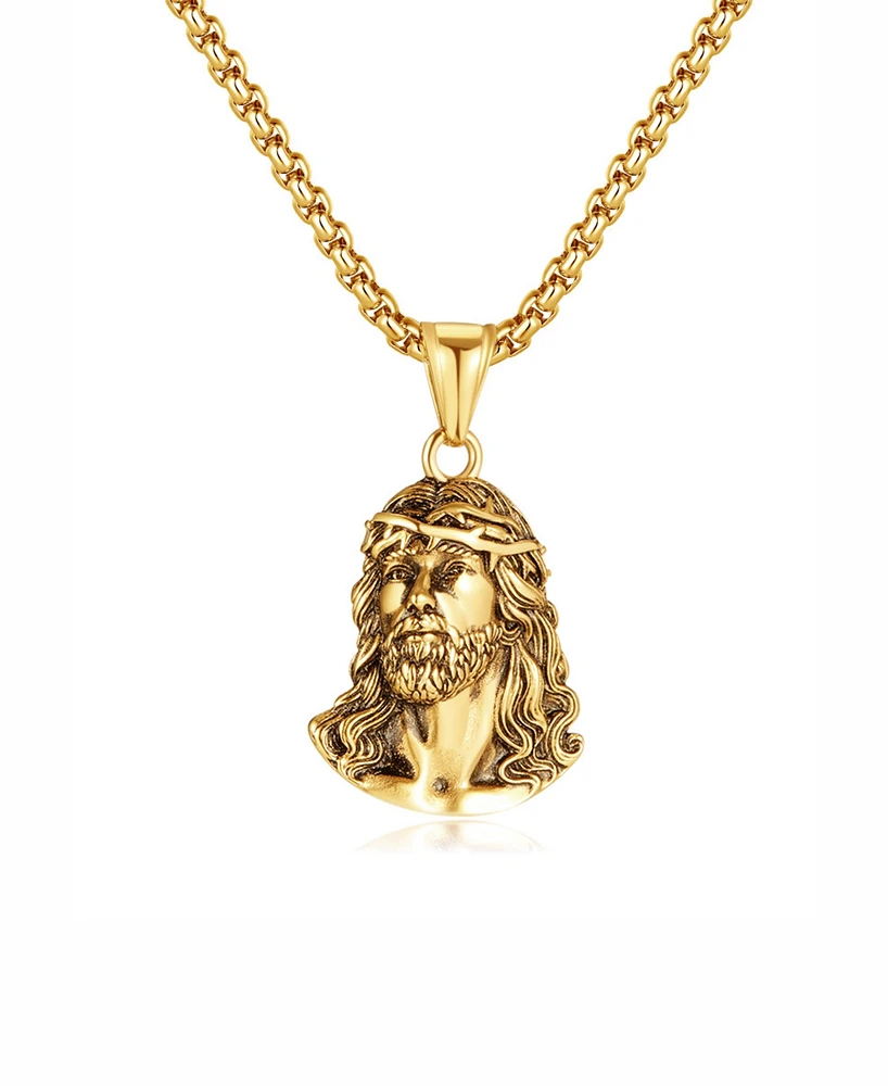 Rhona Sutton Gold Jesus Christ Stainless Steel Pendant Necklace