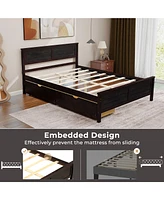 Gymax Full Size Wooden Bed Frame with 2 Storage Drawers & Under-bed Storage Espresso