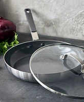 GreenPan X Bobby Flay Nonstick Stainless Steel 12" Frypan with Lid
