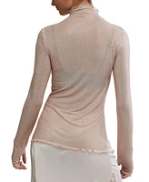 Free People Women's Dance All Night Studded Sheer Long-Sleeve Top