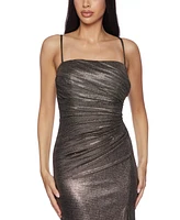 B Darlin Juniors' Sleeveless Ruched Metallic Gown