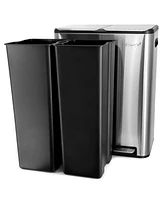 Elama 2 Section 30 Liter/ 8 Gallon Each Section Trash and Recycling Step Bin with Slow Close Mechanism