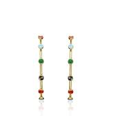 Genevive Sterling Silver 14k Gold Plated Multi-Color Enamel C-Hoop Earrings - Multi