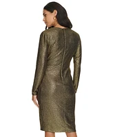 Calvin Klein Petite Metallic Faux-Wrap Sheath Dress