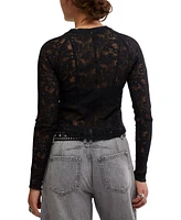 Free People Women's The Meadow Long-Sleeve Crewneck Lace Top