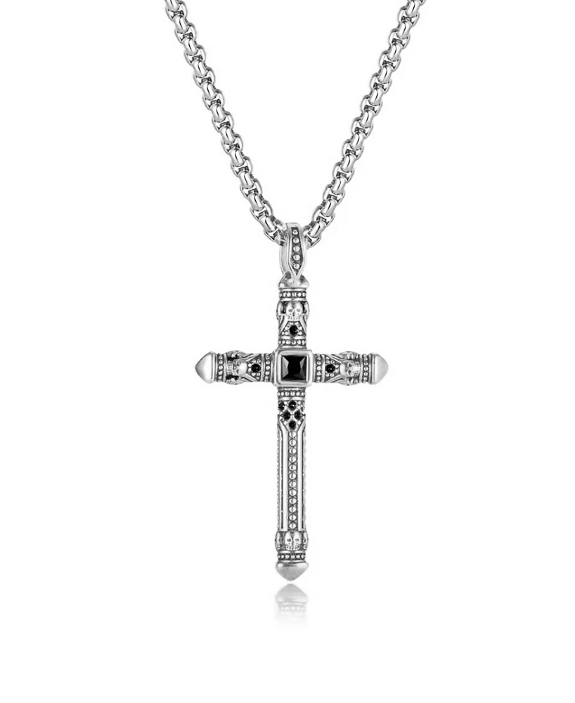 Rhona Sutton Silver Biblical Cross Stainless Steel Pendant Necklace