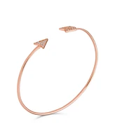 Bling Jewelry Minimalist Pave Cz Love Arrow Tips Bangle Cuff Bracelet For For Women For Rose Gold 925 Sterling Silver