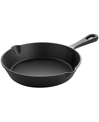 Megachef 8 Inch Round Preseasoned Cast Iron Frying Pan in Black