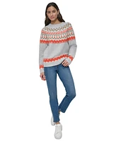 Dkny Jeans Women's Fair Isle Crewneck Raglan Sweater