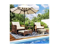 Pamapic 5-Piece Wicker Patio Conversation Set with Cushions