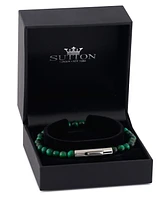 Rhona Sutton Stainless Steel Green Malachite Bead Bracelet