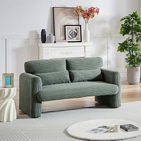 Modern Corduroy Loveseat Sofa with Pillows and Support