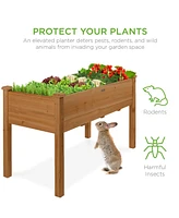 Best Choice Products Product 48x24x30in Raised Garden Bed, Elevated Wooden Planter for Yard w/ Foot Caps, Liner - Acorn Brown