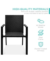 Best Choice Products Set of 2 Wicker Chairs, Stackable Outdoor Dining Furniture w/ Armrests