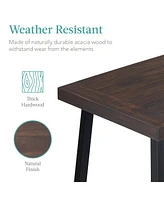 Best Choice Products 6-Person Indoor Outdoor Patio Rustic Acacia Wood Picnic Dining Table w/ Metal Legs