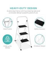 Best Choice Products 3 Step Ladder Folding Lightweight Step Stool for Home w/ Non-Slip Feet, Padded Steps, 330lb White