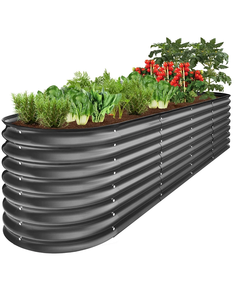 Best Choice Products 8x2x2ft Metal Raised Garden Bed, Oval Outdoor Planter Box w/ 4 Support Bars