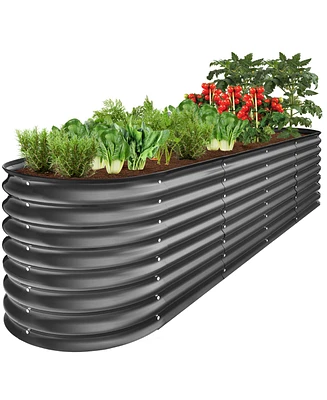 Best Choice Products 8x2x2ft Metal Raised Garden Bed, Oval Outdoor Planter Box w/ 4 Support Bars