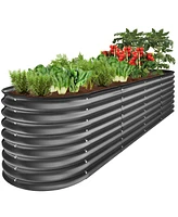 Best Choice Products 8x2x2ft Metal Raised Garden Bed, Oval Outdoor Planter Box w/ 4 Support Bars