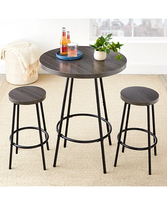 Best Choice Products 3-Piece Bistro Set, Modern Round Counter Height Dining Set w/ 2 Stools, Metal Frame