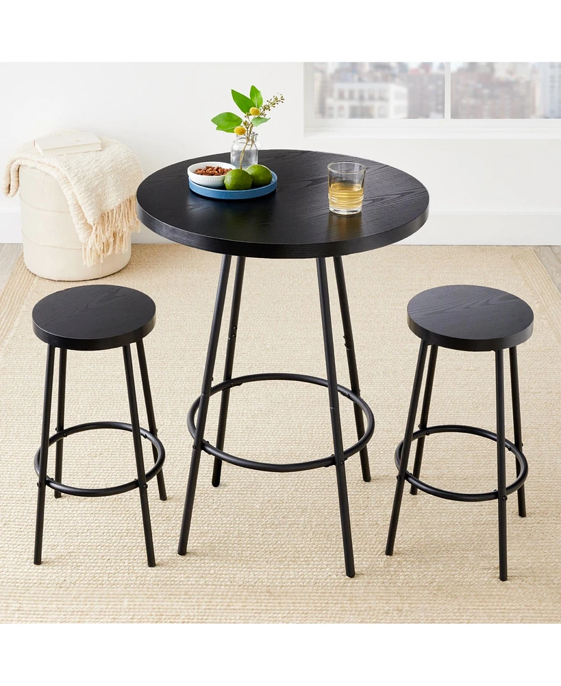 Best Choice Products 3-Piece Bistro Set, Modern Round Counter Height Dining Set w/ 2 Stools, Metal Frame