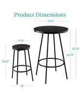 Best Choice Products 3-Piece Bistro Set, Modern Round Counter Height Dining Set w/ 2 Stools, Metal Frame