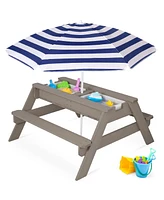 Best Choice Products Kids 3-in-1 Outdoor Convertible Activity Sand & Water Picnic Table w/ Umbrella