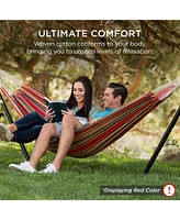 Best Choice Products 2-Person Brazilian-Style Cotton Double Hammock with Stand Set w/ Carrying Bag