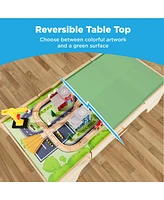 Best Choice Products Kids 35-Piece Train Table, Large Multipurpose Wooden Playset w/ Reversible Table Top